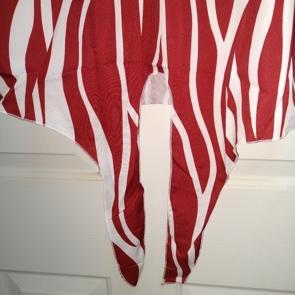 New Zebra Print Boho Off On Shoulder Front Tie Top - Picture 4 of 11